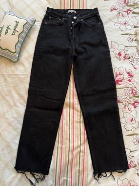 Re/Done stovepipe black jeans size 28